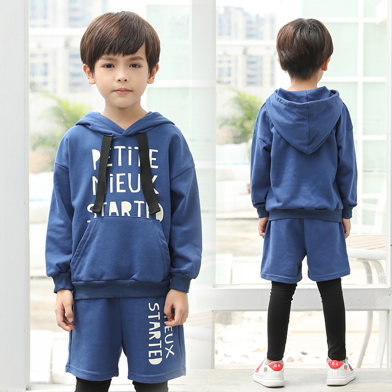 Children Suit Children Suit Boy Spring Autumn Clothes Baby Foreign Pie Clothes Fake Two Pants Boy Handsome two sets of damp