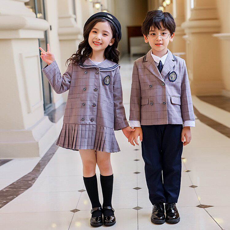 Kindergarten spring and autumn splice splice dress garment suit pupils gray suit teacher and students clothing tide