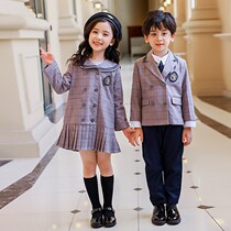Kindergarten spring and autumn splice splice dress garment suit pupils gray suit teacher and students clothing tide