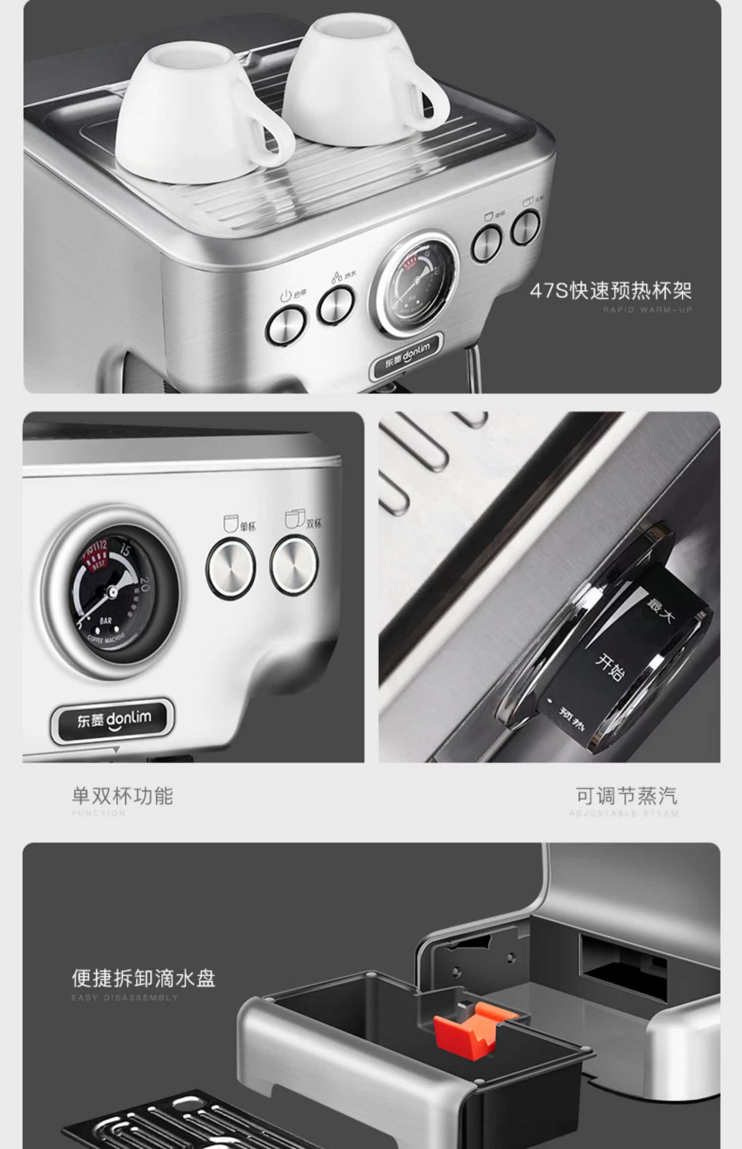máy pha cà phê aulika Máy pha cà phê Dongling DL-KF5700 dành cho người tiêu dùng và thương mại hoàn toàn nhỏ bán tự động bằng bọt hơi nước Ý - Máy pha cà phê máy pha cà phê nuova simonelli appia ii 2 group