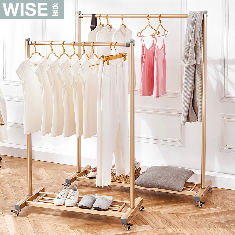 Hanging clothes hanger floor bedroom home clothes hanger indoor mobile hanging clothes rack Single-pole style cool-drying hanger Easy