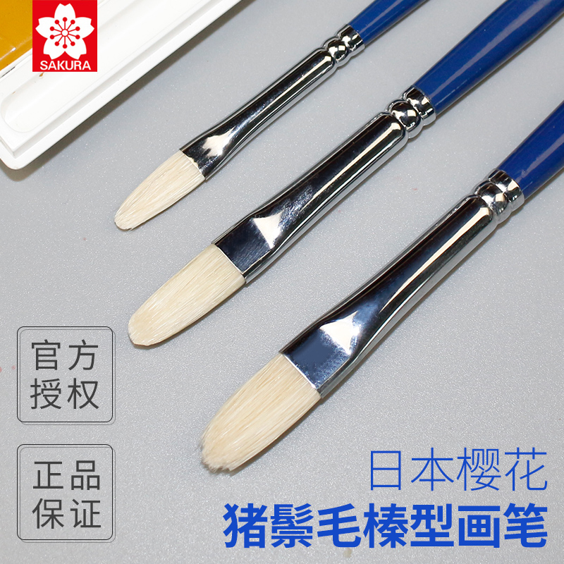 Japanese Cherry Blossom Round Flat Peak Pig Mane Watercolor Pen 11 Suit Fine Arts Raw Color Special Pen Hazel-shaped Single Platoon Pen PAINT PEN PROFESSIONAL COLOR PEN BRUSH BEGINNERS COLOR PEN