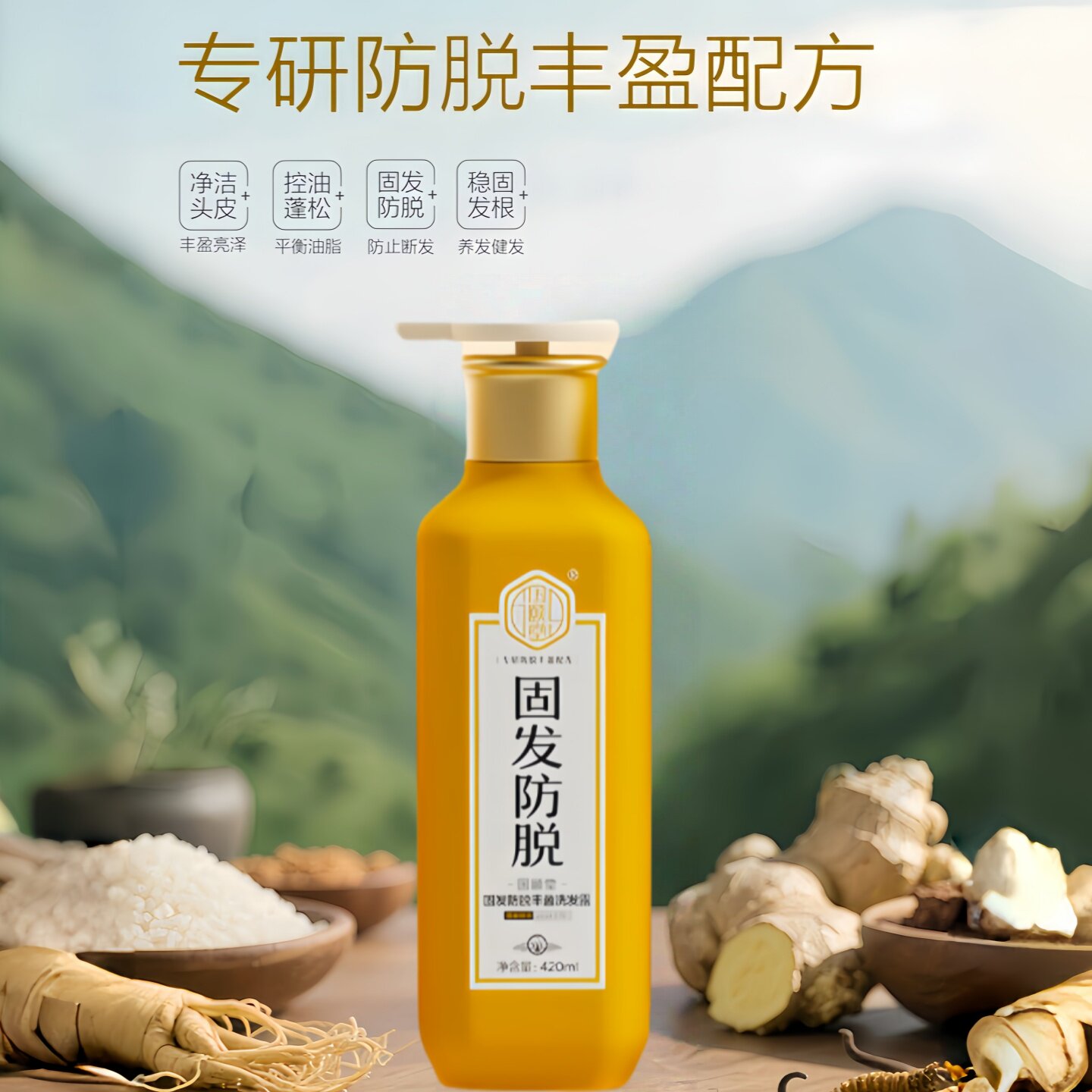 国颐堂固发防脱丰盈洗发水:侧柏叶与生姜的科学组合,稳固发根的理想选择_洗发水_淘宝美妆网