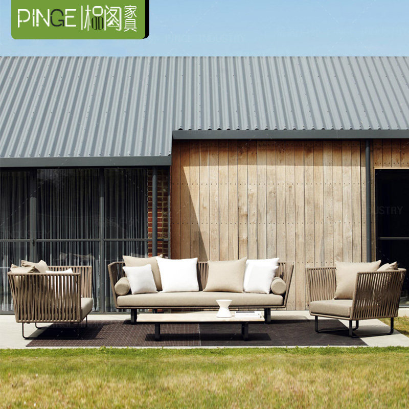 Outdoor rattan sofa courtyard garden leisure sofa terrace designer open-air balcony rattan sofa waterproof sunscreen