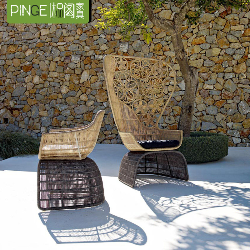 Outdoor rattan chair leisure rattan sofa personality creative balcony single back chair garden courtyard lazy rattan sofa