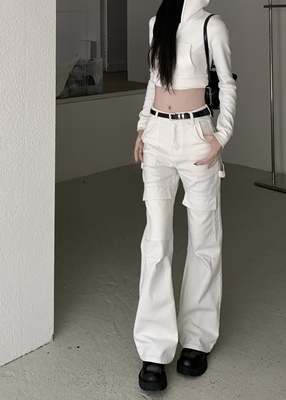 taobao agent White nurse uniform, demi-season fitted jeans, casual trousers, American style