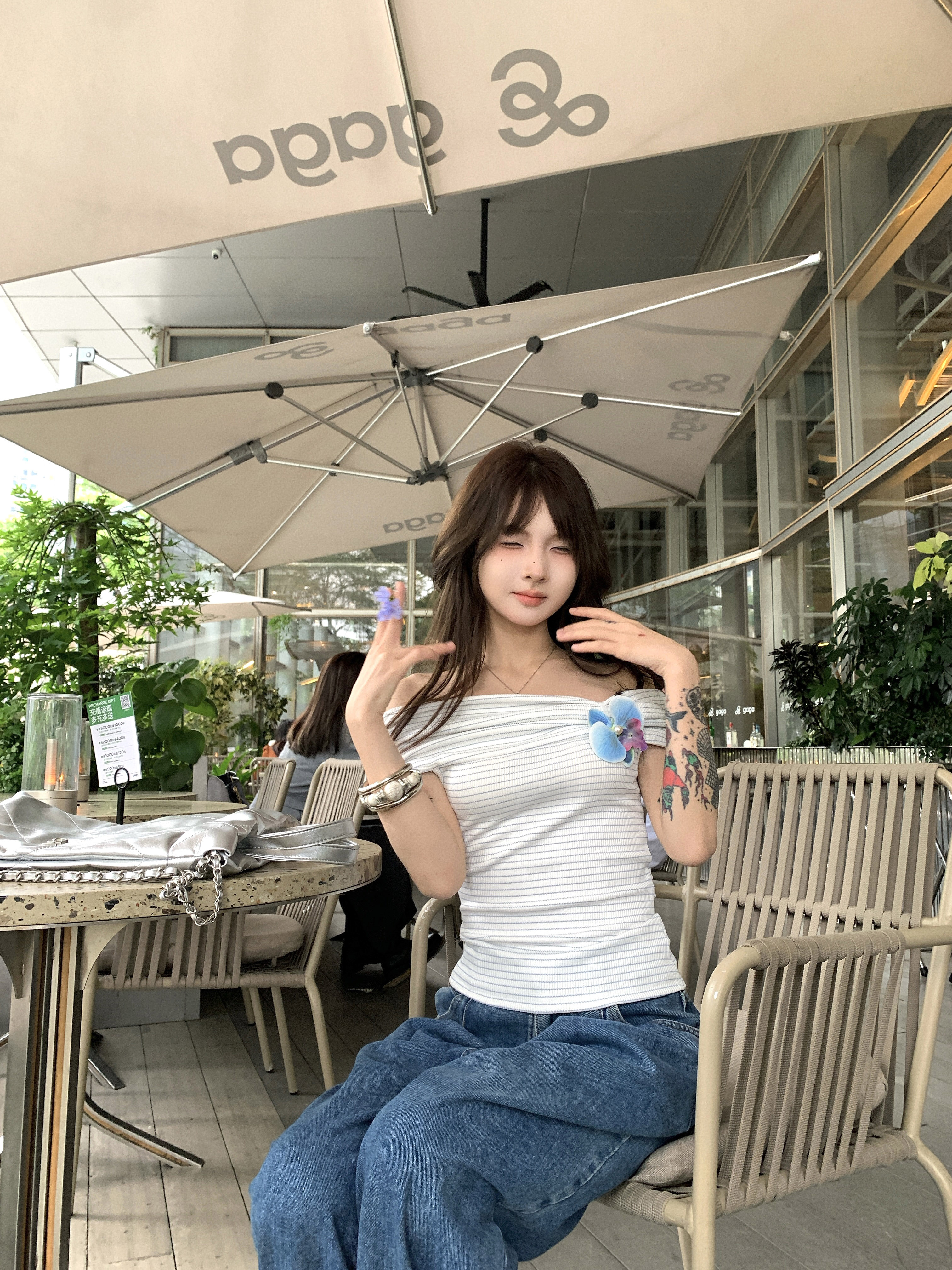 Black Strawberry Striped Off-Shoulder Sleeve T-Shirt For Women Summer 3D Flower Pure Desire Unique Stunning Short Top_voghion.com