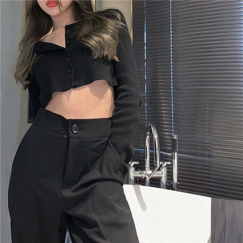 Короткий лонгслив, осенний кардиган, красный жилет, куртка, подходит для подростков, облегающий крой