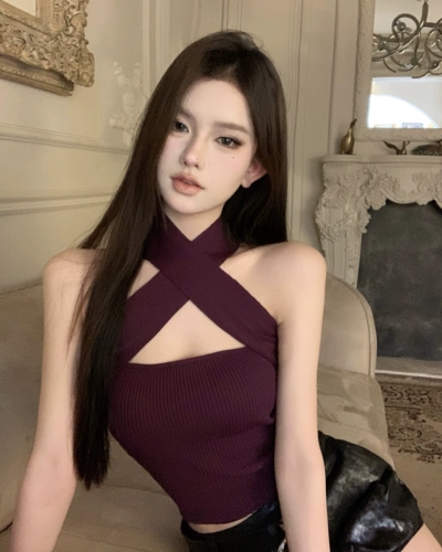 Сиреневая черная майка топ, дизайнерский корсет, тренд сезона