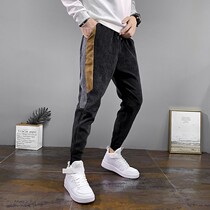 Pants Men Winter Light Core Suede Warm Thickening Brief small foot Leisure style 100 lap grey sashimi trendline pants