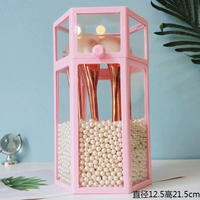 【Стекло】 шесть -шестимочное ведро с розовой кистью+рисовая белая жемчужина