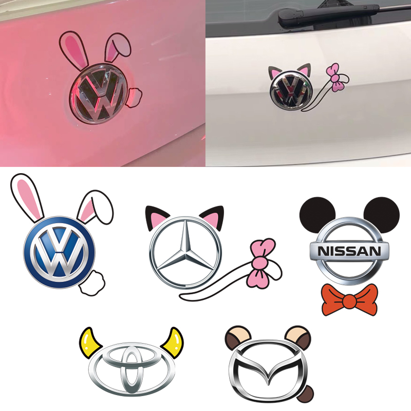 Car Stickers Creative Body Stickers Cute Rabbit Ears Cat Tail Personality Decorative Car Mark Retrofit Car Stickers