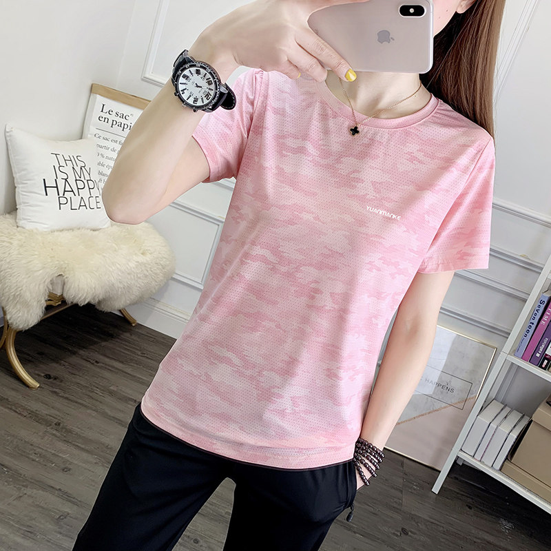 Quick-drying clothes women's short-sleeved large size loose fitness running suit quick-drying clothes elastic outdoor hiking mountaineering T-shirt men