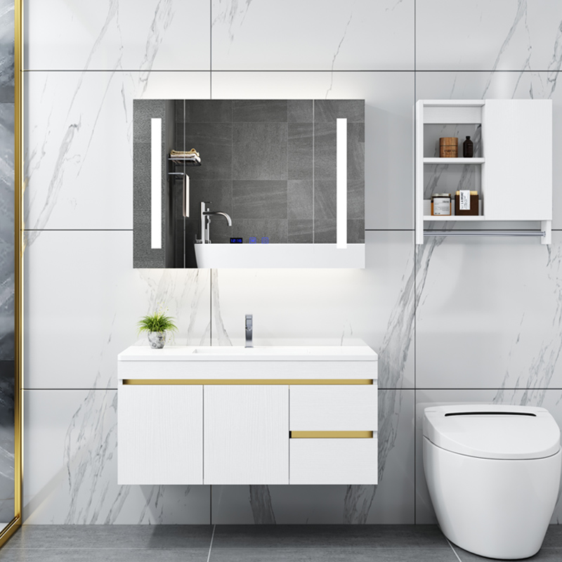 Nordic modern minimalist light lavish bath room cabinet Composition solid wood Handwashing pool washbasin Makeup Room Bath Cabinet Washstand