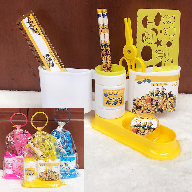 Korean version of hand-carrying pen holder stationery set Kindergarten elementary school students school supplies Children's Day gift prizes