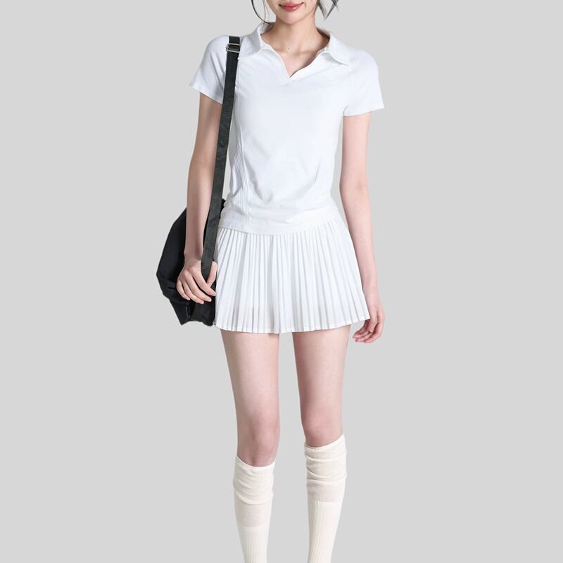 Tennis Wear Short-Sleeved Quick-Drying Sports Polo Collar Top Outdoor Running Training Fitness T-Shirt Badminton Suit Tennis Wear Short-Sleeved Quick-Drying Sports Polo Collar Top Outdoor Running Training Fitness T-Shirt Badminton Suit