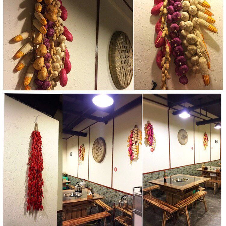 Simulation Vegetable Crop Hanging Decoration Corn Chili Garlic String Casual Farm House Dining Hall Hotel Pendants Decoration Agricultural Products