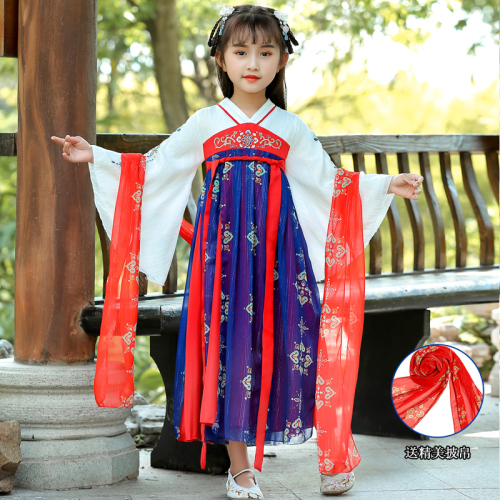 Girls' chinese Hanfu fairy dress children's ancient dress Ru skirt ancient style Tang dynasty empress princess cosplay dress for kids