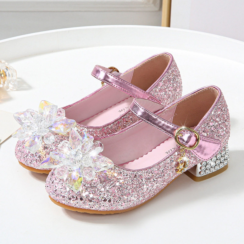 UK next sara Children's crystal shoes 2022 Summer new girl High heels Princess Shoes Single Shoes CUHK Youngster