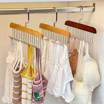 Wooden clothes hanger solid wood underwear storage artifact multi-hook wave 8 hook wooden clothes hanger Douyin popular multi-function