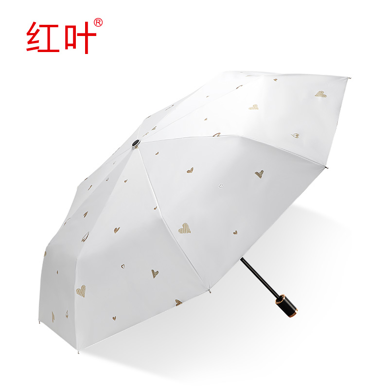 Red Leaf Umbrella Flagship Store Black Glue Sunscreen Beach Umbrella Windproof UV shading umbrella Folding Clear Rain Dual-use Umbrella
