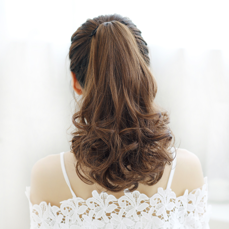 Wig Pontail Strap Type Pear Flowers Ponytail Wig Braid Wigs Women Medium Long Rolls Large Wave Simulation Wig Pony Tail