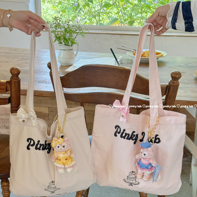 Pinky Lab/Oxygen Girl Korean-Style Cute Embroidered Printed Single-Shoulder Tote Large-Capacity Canvas Backpack Pinky Lab/Oxygen Girl Korean-Style Cute Embroidered Printed Single-Shoulder Tote Large-Capacity Canvas Backpack
