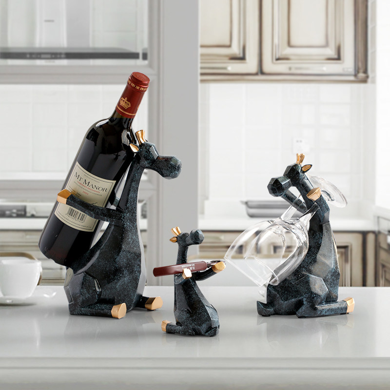 Nordic modern wine rack decoration living room porch wine cabinet deer decoration upside down wine glass rack housewarming moving gift