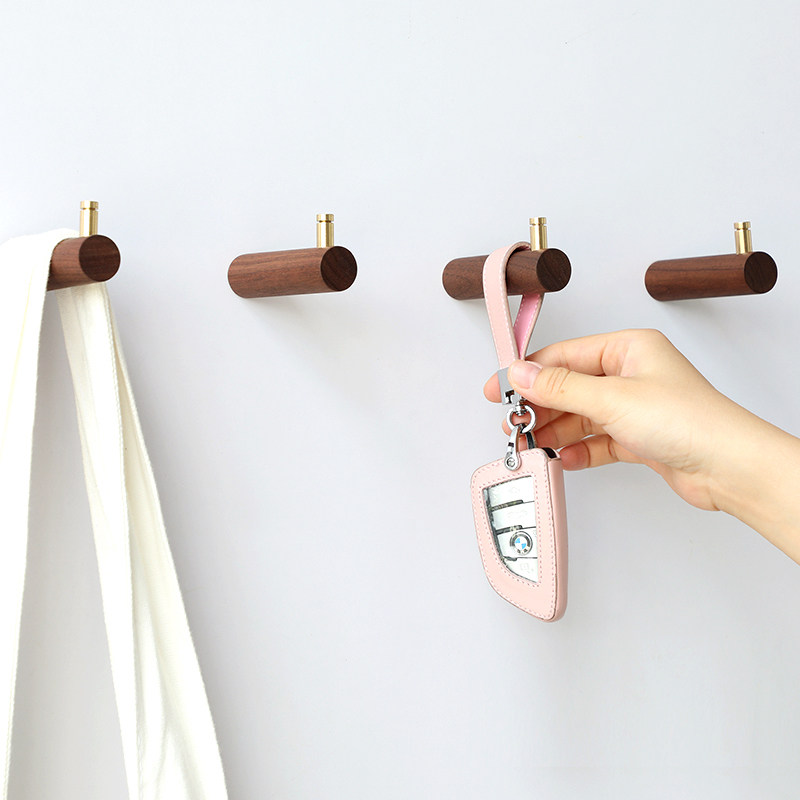 Creative Solid Wood Hook Into Doorway Genguan Hanging Hanger Key Free From Punching Adhesive Hook Shelve Clothes Hook Single Containing