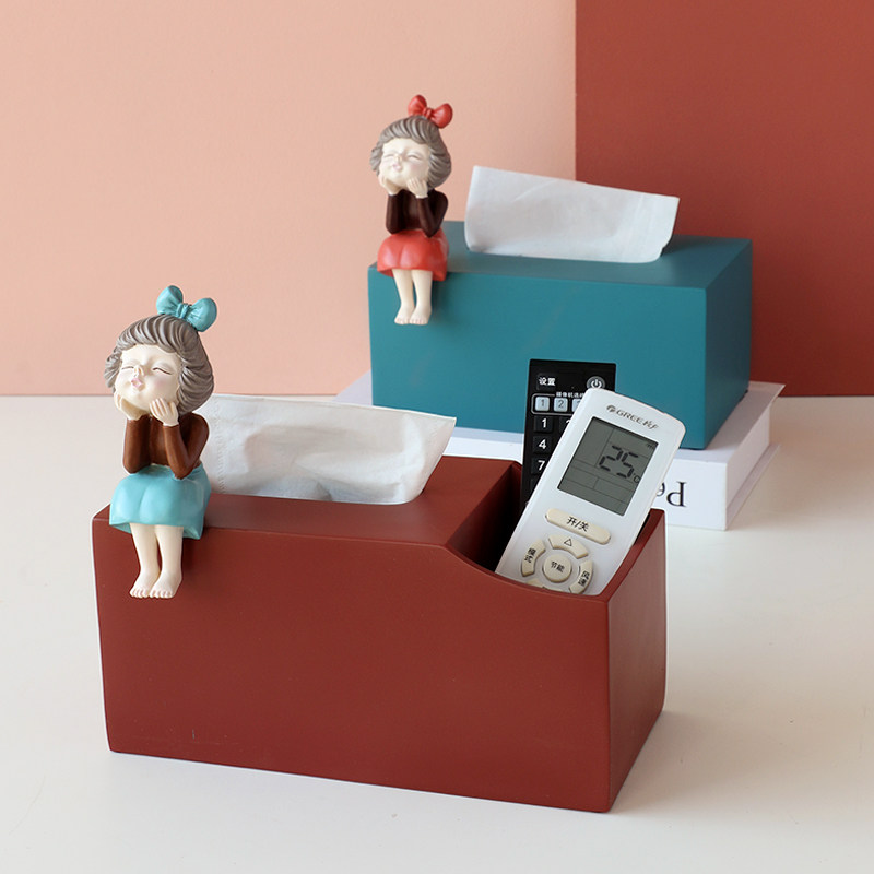 Nordic light luxury creative tissue box living room multi-function drawing paper drawer box paper draw box ornament coffee table remote control storage box