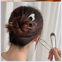 2020 Japanese and Korean ins Wind metal hair hairpin Harajuku style female simple U-shaped headwear ball hair hairpin compound