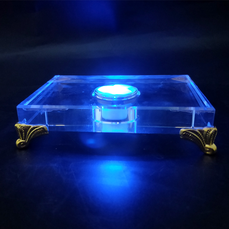 The Class creative zhuang colorful glowing crystal glass base rechargeable LED crystal glass jewelry display lamp base