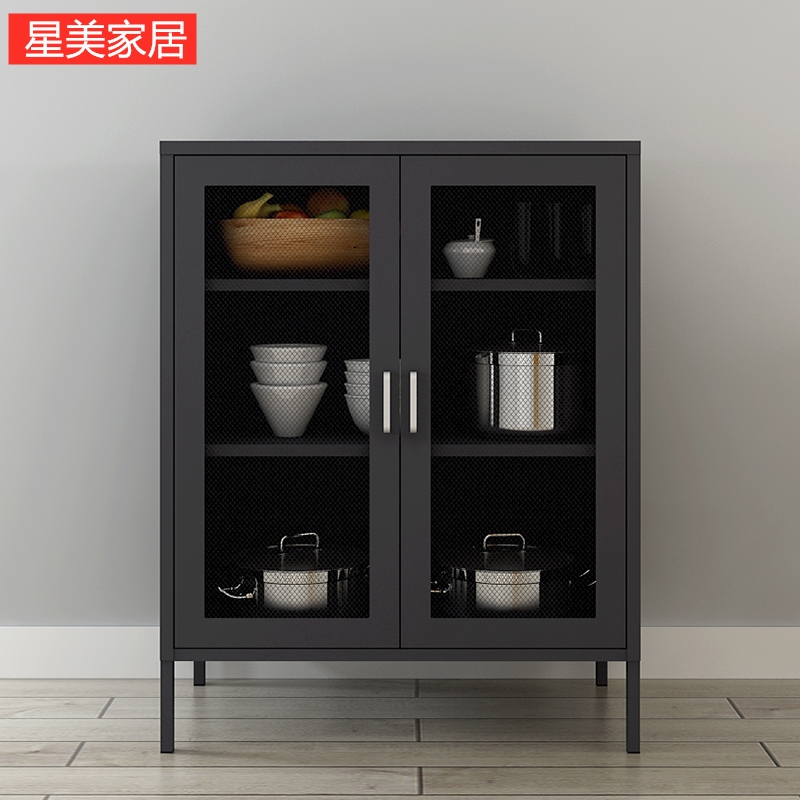 Nordic style furniture wrought iron sideboard home light luxury small apartment porch cabinet net door cabinet restaurant tea wine cabinet