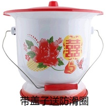 Enamel enamel urine barrel anti-slip old adult large indoor night high foot toilet urine pot Deodorant Household Spittoon