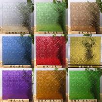 Retro Manchurian window colored crabapple embossed glass primary color glass antique door and window partition Chinese screen background wall