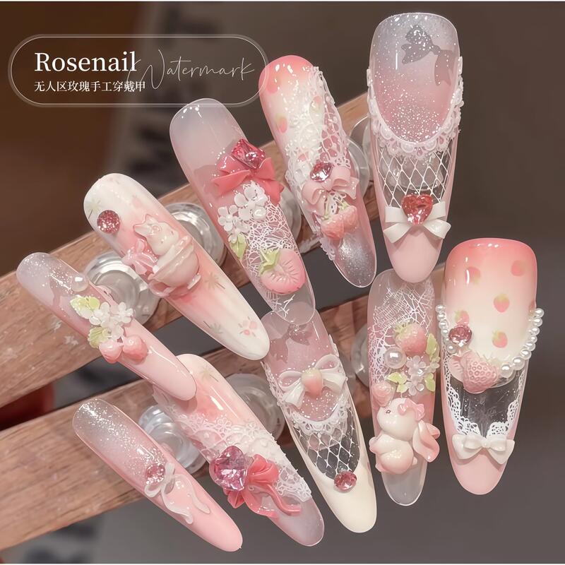 Strawberry Garden Cute Girly Style 3D Nail Art Decorations Purely Handmade Nail Stickers Removable Fake Nails Strawberry Garden Cute Girly Style 3D Nail Art Decorations Purely Handmade Nail Stickers Removable Fake Nails