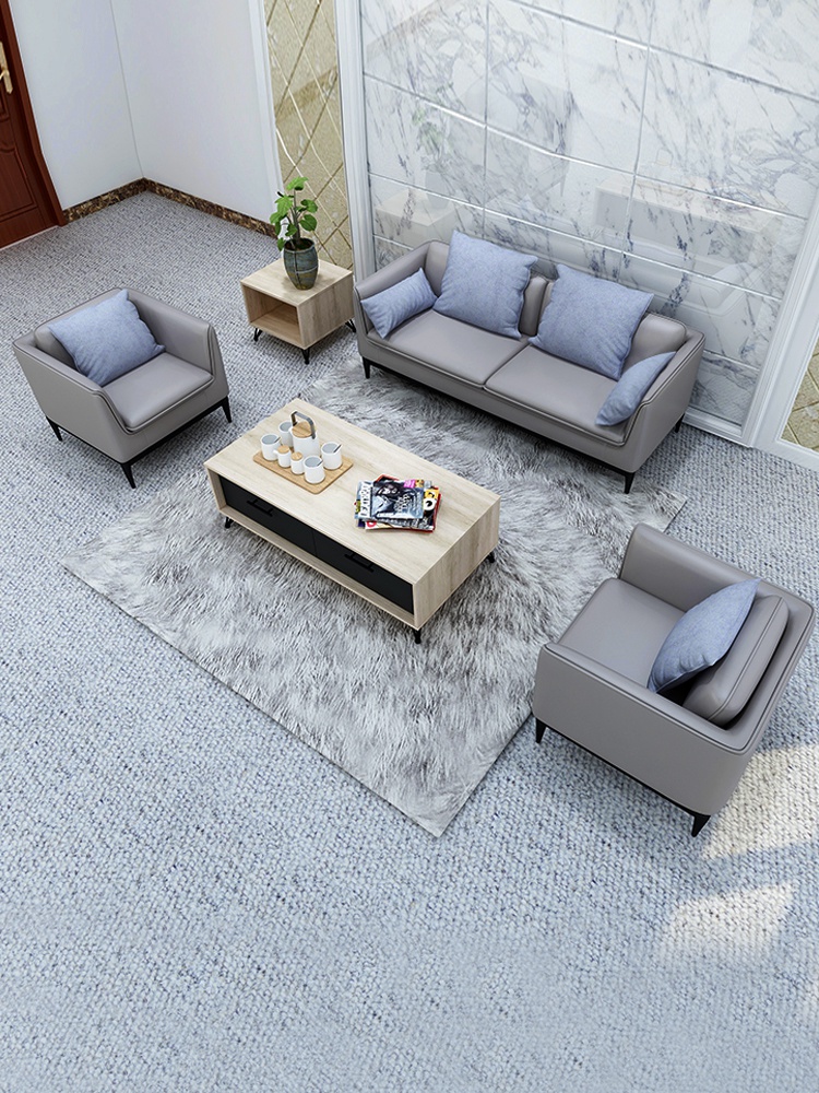 Diou Mingpin Factory Direct Sales Office Simple Modern Business Reception Solid Wood Three-seat Sofa Combination Furniture