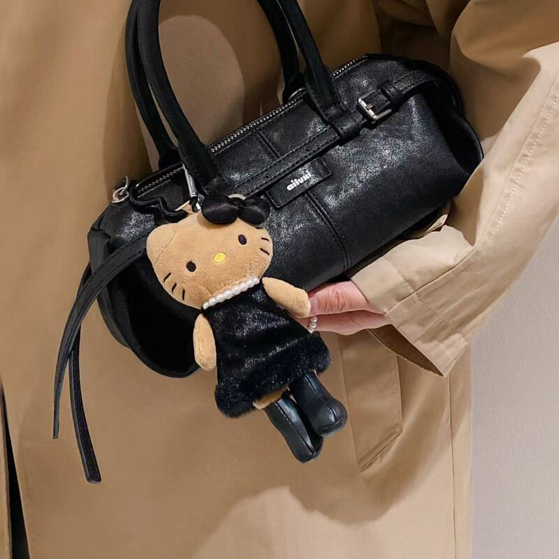 Japanese Popmdfe Long-Legged Kitty Pendant Leopard Print Black Leather Hello Kitty Doll Small Toy Bag Charm Japanese Popmdfe Long-Legged Kitty Pendant Leopard Print Black Leather Hello Kitty Doll Small Toy Bag Charm