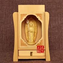 Boxwood carving solid wood carving mini Kizang Bodhisattva with N Buddhist niches
