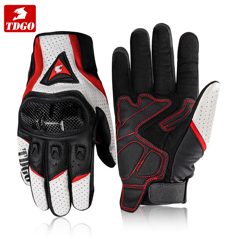 Motorcycle Summer Riding Full-Finger Gloves, Carbon Fiber Motorcycle Touring Breathable Anti-Fall Gear for Men and Women, Suitable for All Seasons