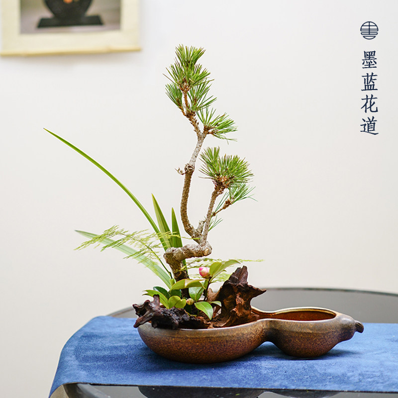 Half-gourd-shaped Zen-like flower utensils ceramic Japanese-style Chinese-style flower arrangement utensils ikebana retro flower pot hydroponics