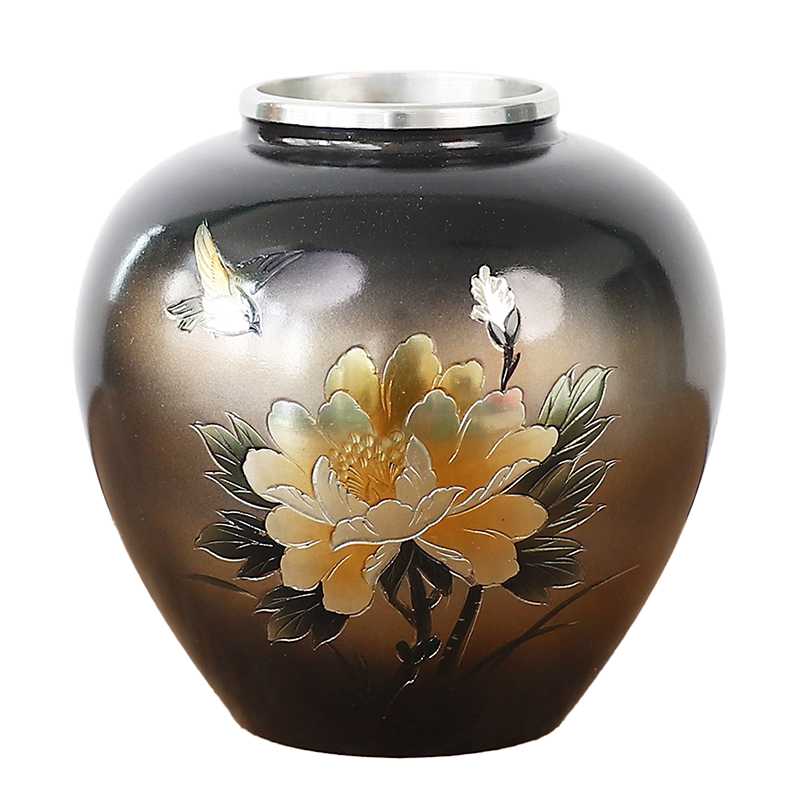 AN578 古銅金太郎鯉花生・銅花生・銅花器☆花瓶花插花活置物銅器