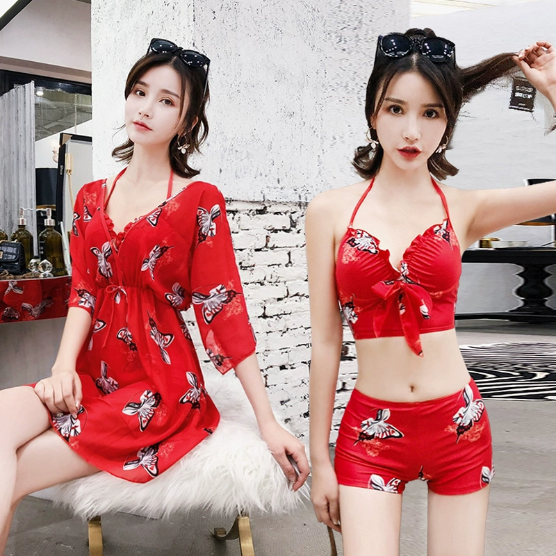 Áo tắm nữ 3 mảnh cổ tích fan hâm mộ mới 2019 xẻ tà sexy che bụng gầy và bảo thủ áo tắm nội y hàn quốc - Bộ đồ bơi hai mảnh