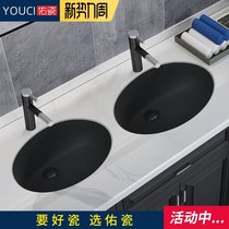  Black Under-counter Basin Embedded Ceramic stone under-counter basin Oval Wash Basin Modern Matte matte Black