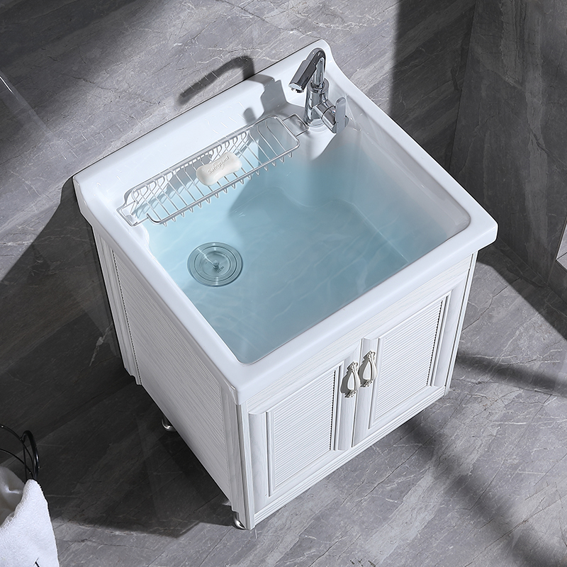 Balcony Space Aluminum Ground Laundry Cabinet Deeper Laundry Pool Ceramic Laundry Basin Size Pool Tank Washbasin Single Basin-Taobao