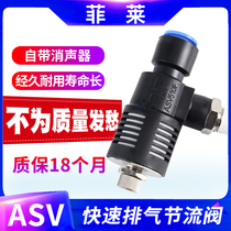 ASV310F-01-06S pneumatic quick-plug quick-discharge speed muffler throttle valve ASV410F-02-08S 510F