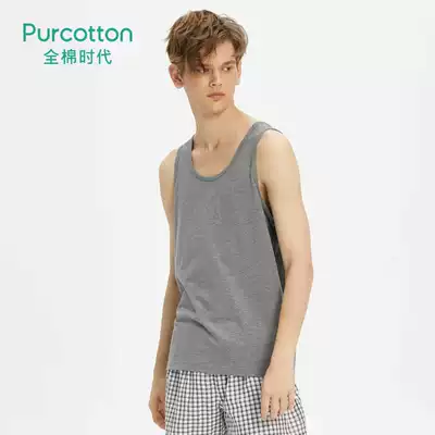 Purcotton cotton age men's home casual base cotton vest bottomless T-shirt