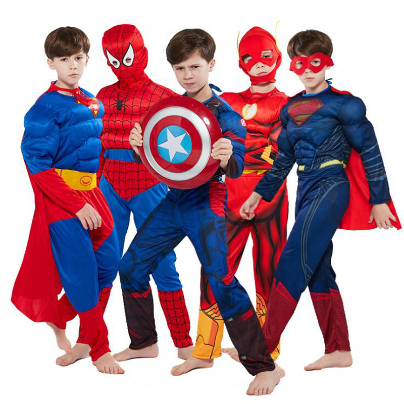 Halloween children's muscle clothing cosplay USA Captain Iron Man Superman Spider-Man Show Clothes