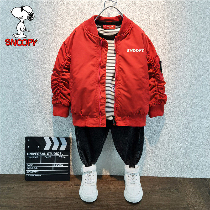 Snoopy children's clothing boys baseball uniform 2022 spring and autumn new children's Korean version of the Western style middle-aged children's jacket jacket