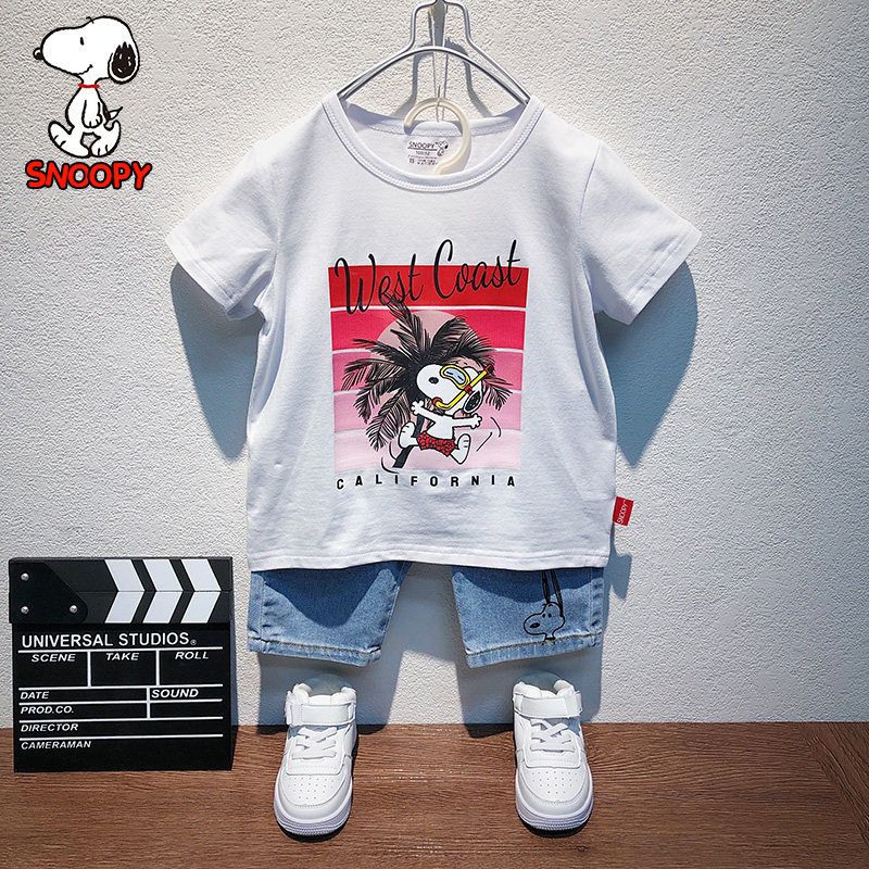 Snoopy children's clothing boys short-sleeved T-shirt summer new children's Western style cartoon cotton top baby round neck t tide